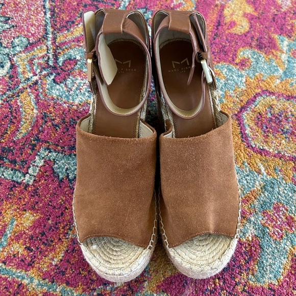 🔥Marc Fisher | Women's brown suede upper, leather heel wedge espadrille size 11 - Picture 10 of 16